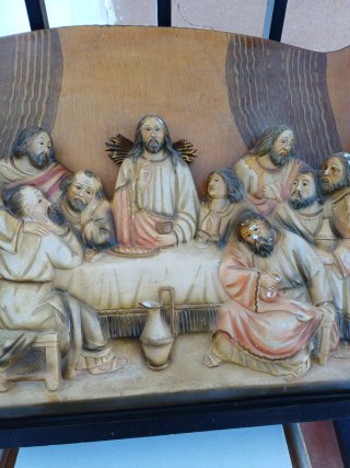 ÚLTIMA CENA ARTE SACRO ESCULTURA VINTAGE ANTIGUA