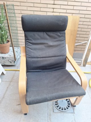 Sillón Mecedora Ikea Madera Tela Negra