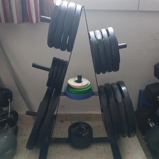 Barra olímpica y discos 20kg / 44lb