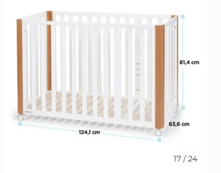 Cuna KOYA Kinderkraft (madera blanca y natural).