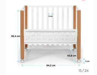 Cuna KOYA Kinderkraft (madera blanca y natural).