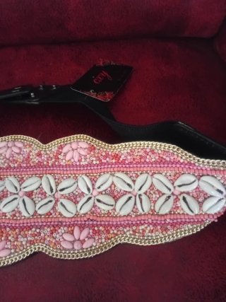 Cinturón Boho Conchas Rosa Ajustable