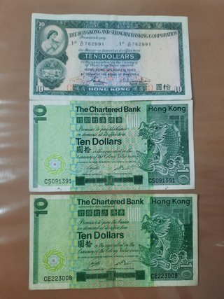 Hong kong 3 billetes 1981 y 1983
