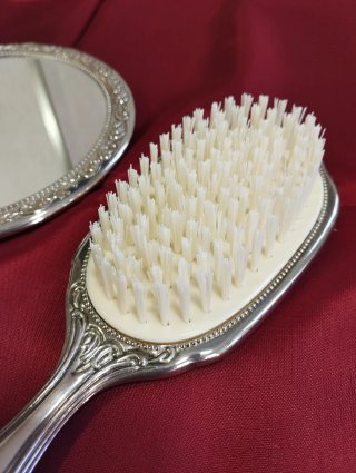 Set tocador vintage alpaca plateada