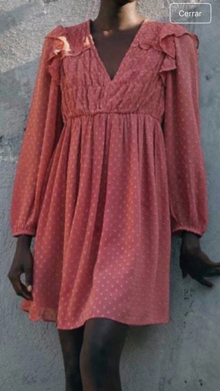 Vestido gasa rosa Zara