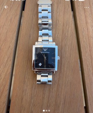 Reloj Emporio Armani Cuadrado Negro y Plateado