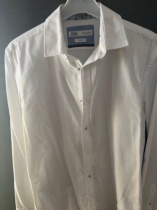 Camisa Zara Blanca Slim Fit Talla M