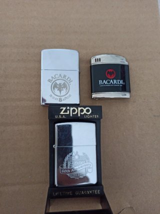 Encendedor Zippo y 2 Encendedores Bacardi
