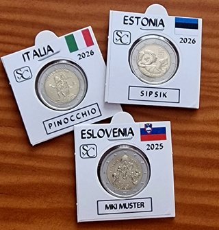 Lote de 3 monedas de 2€ conmemorativas Infantil