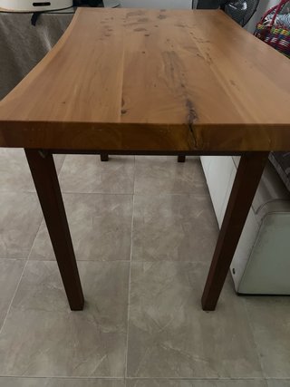 Mesa madera maciza y hierro forjado