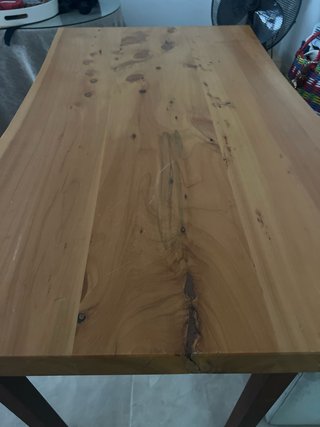 Mesa madera maciza y hierro forjado
