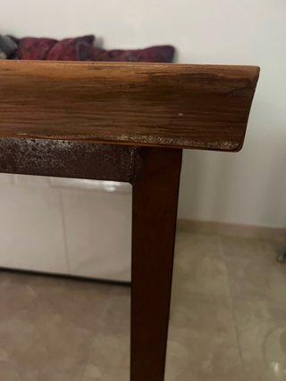Mesa madera maciza y hierro forjado