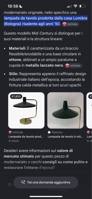 Lampada da tavolo Lumière - Design moderno ottone