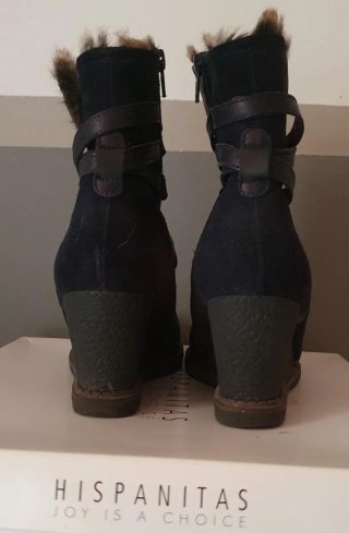 Botines Hispanitas Piel Marrón y Negro