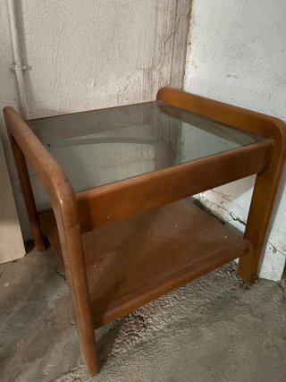 Mesa auxiliar madera y cristal