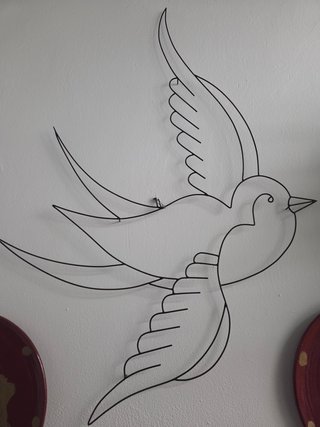 Pájaro Decorativo Grande Metal Negro