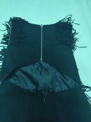 Abito Mango nero con frange XS