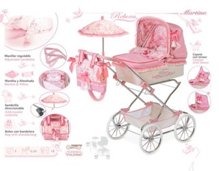 Carrito de muñecas rosa Martina