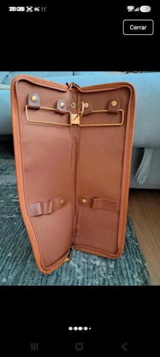 Porta cravatte in pelle color cognac