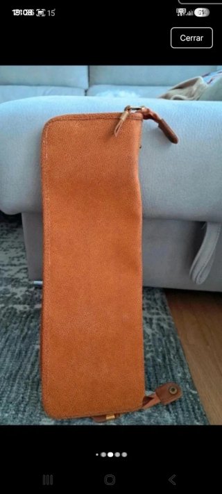 Porta cravatte in pelle color cognac