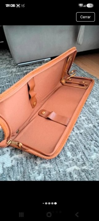 Porta cravatte in pelle color cognac