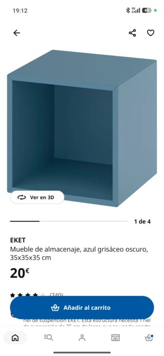 2 muebles Cubo Eket Ikea Azul Grisaceo