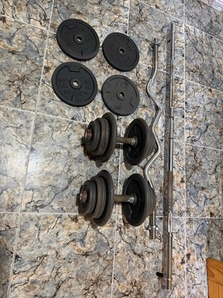 Kit entrenamiento discos+ barras + banco