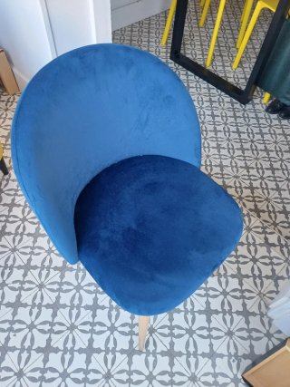 Silla azul terciopelo madera Maisons du Monde