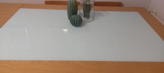 Mesa comedor extensible madera y cristal + 6 silla