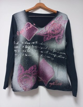 Camiseta Talla 50 Negro y Violeta
