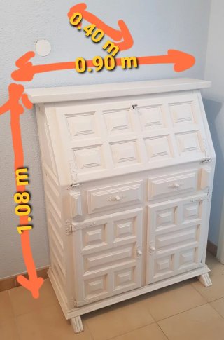 Escritorio antiguo abatible madera blanco