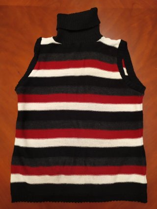 Jersey cuello alto sin mangas rayas mujer