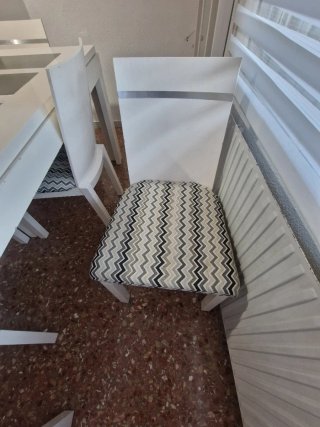 Mesa comedor blanca 167cm + 6 sillas