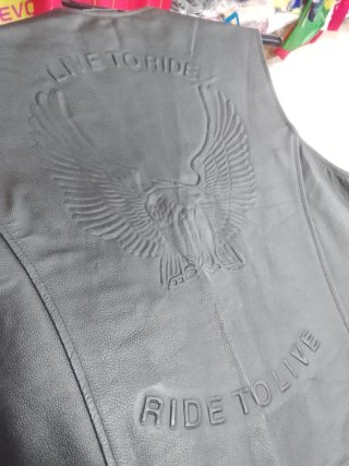 Chaleco de cuero auténtico negro M XL XXXL