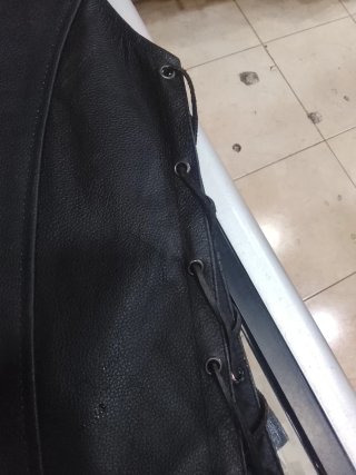 Chaleco de cuero auténtico negro M XL XXXL