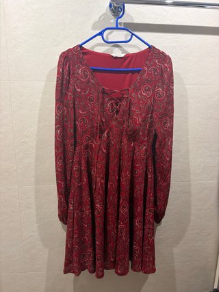 Vestido Springfield Rojo Estampado Talla M