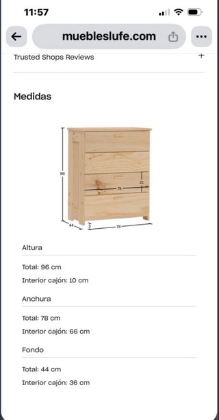 Cajonera de madera de pino