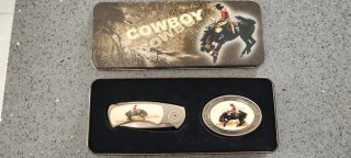 Fivela de Cinto e Canivete Cowboy Novos