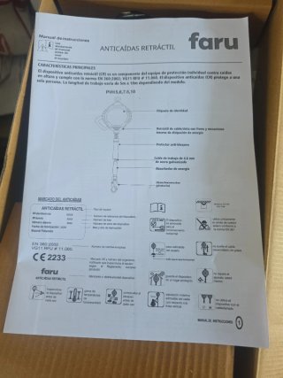 Anticaídas retráctil FARU PVH10 cable 10m