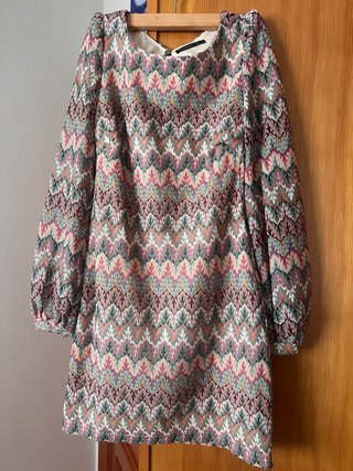Vestido estampado hojas manga larga