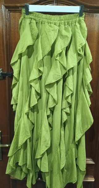 Falda verde volantes talla única