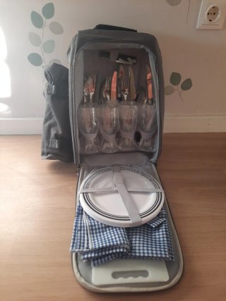 Mochila Kit Camping Gris y Naranja