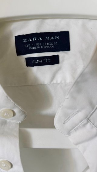 Camisa Polo Zara Man Slim Fit Blanca Talla S