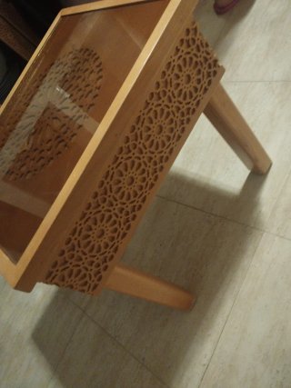 2 Mesas Auxiliares Madera y Cristal