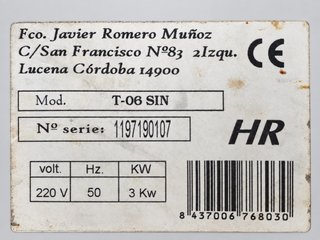 Tostadora industrial HR T-06 SIN 3 kW hostelería