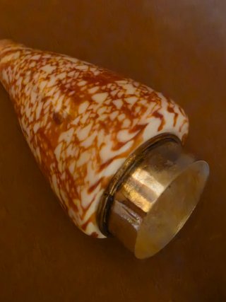 Perfumador antiguo plata chapada nácar y Conus nat