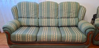 Sofá y 2 sillones tela verde