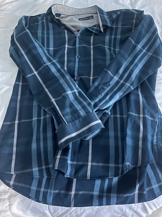 Camisa de cuadros Tommy Hilfiger azul y gris Talla