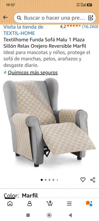 Funda sillón relax TEXTIL-HOME Malu 1 Plaza