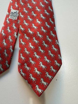 Cravatta Hermès Unicorni corallo
